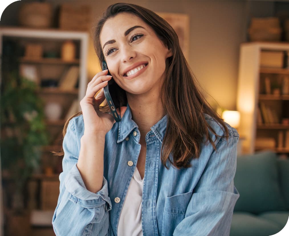 Woman on phone for a psychic reading